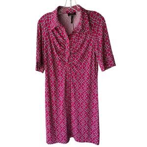 Laundry by Shelli Segal Pink Geometric Print Short Sleeve Shift Dress Size